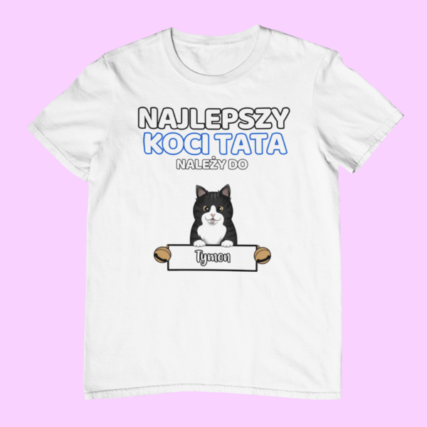 Koszulka Najlepszy Koci Tata – Personalizowana - obrazek 2