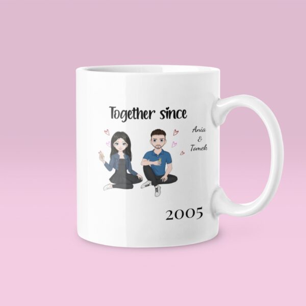 Kubek z datą – Together since dla par na walentynki – Personalizowana - obrazek 2